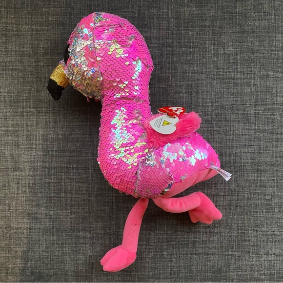 TY Flippables Sequin Plush - PINKY the Flamingo 17” - Picture 3 of 7